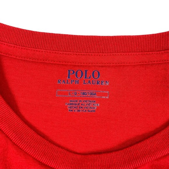 Vintage Polo Ralph Lauren Single Stitch Prep Yacht Frat Red Spring T-Shirt Men L - Picture 8 of 12